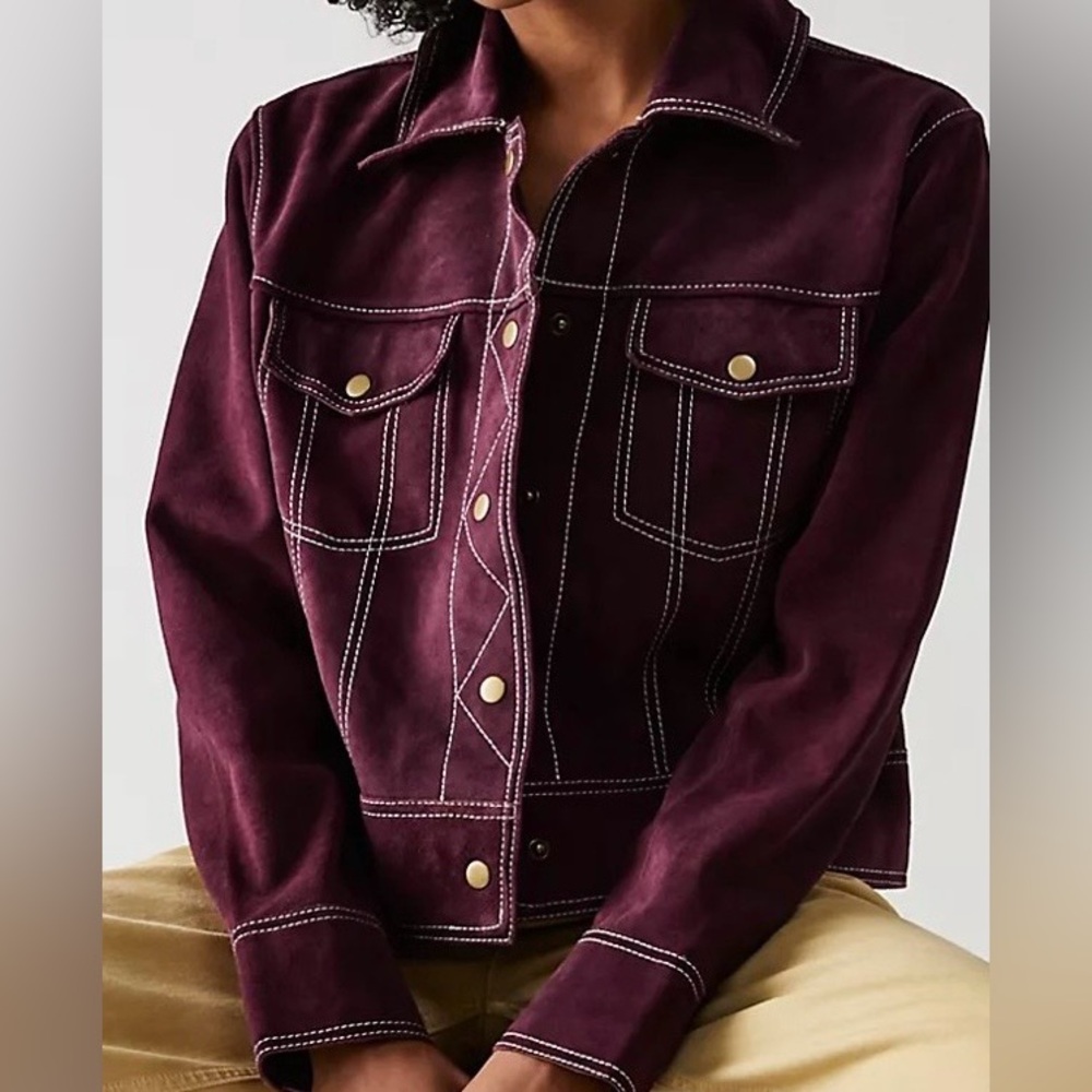 Free People Sadie Suede Trucker Jacket